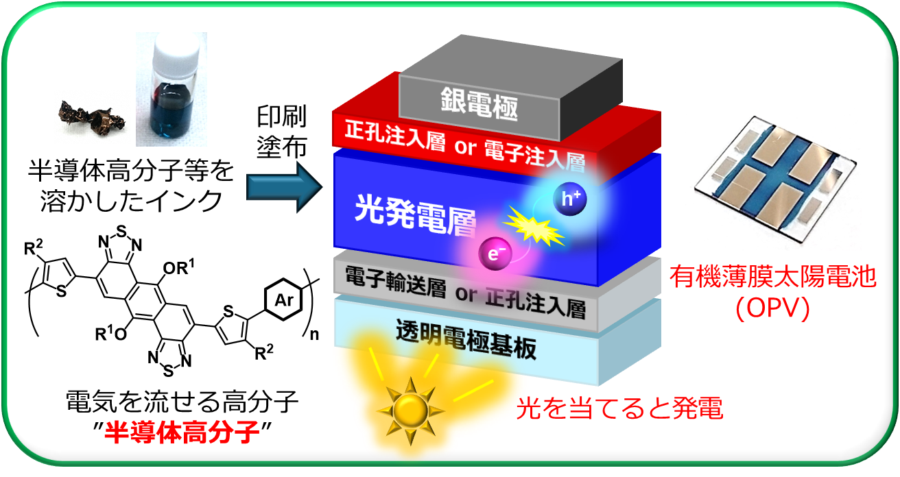 電気を流せる高分子と有機物を用いた柔らかい太陽電池